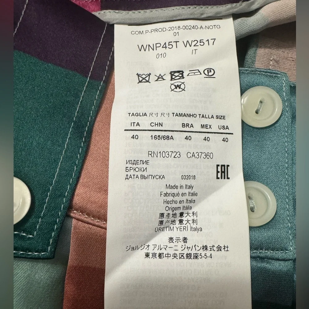 Emporio Armani Multicolour Checked High-Waisted Wide Leg Trousers Size 4 - Picture 10 of 14